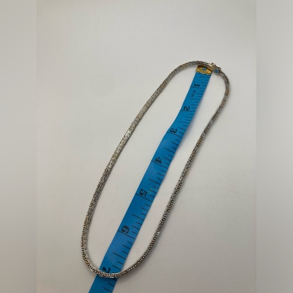 VTG Art Deco 800 Silver Mesh & Ball Bead Link Flat Laying Chain 16” / 17.9g - Picture 9 of 11